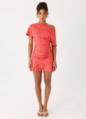 Antonie Mini Dress - Magenta Red Rose