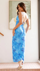 Ashley Maxi Dress - Dark Blue Floral