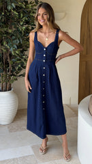 Abrianna Midi Dress - Dark Denim