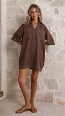Ilia Denim Mini Dress - Chocolate